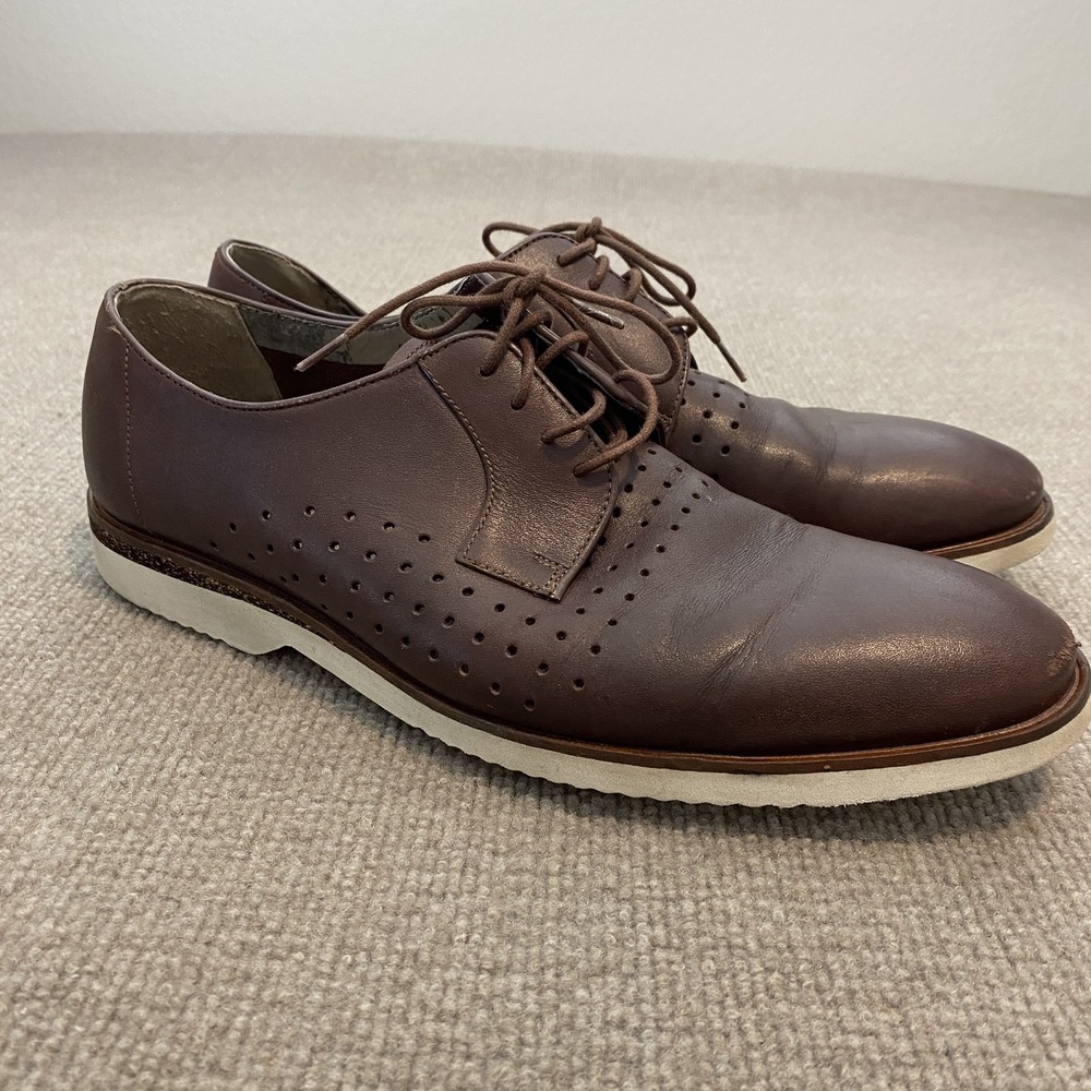 Clarks Shoes Mens Size 10.5 Brown Leather Perforated Lace Up Sneakers 26117669
